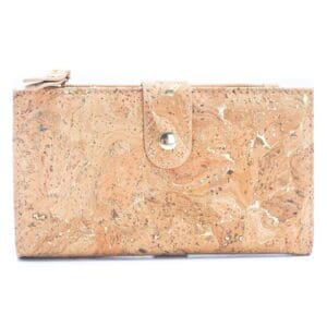 Cork wallet with button clasp.