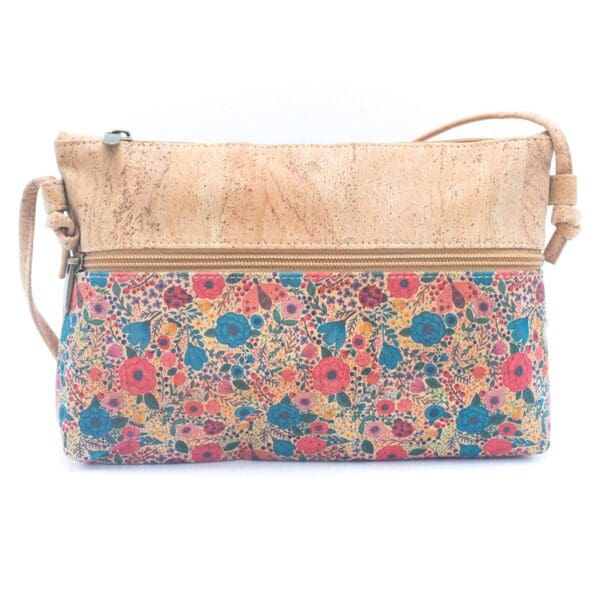 Natural Cork and Printed Design Women's Crossbody Bag