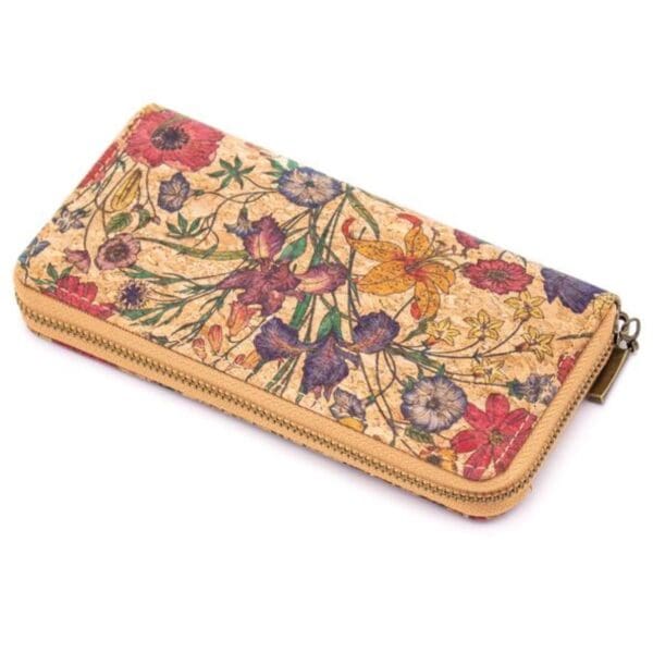 Cork Zipper Wallet Flower Garden