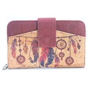 Dreamcatcher-themed wallet with feather designs.