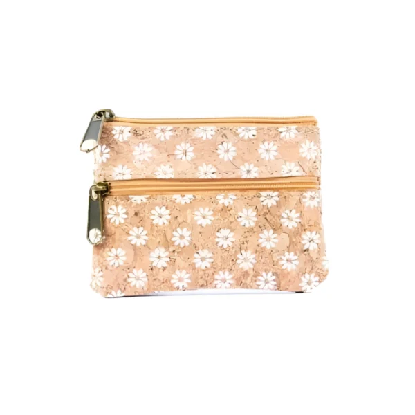 Double Zipper Cork Coin Purse