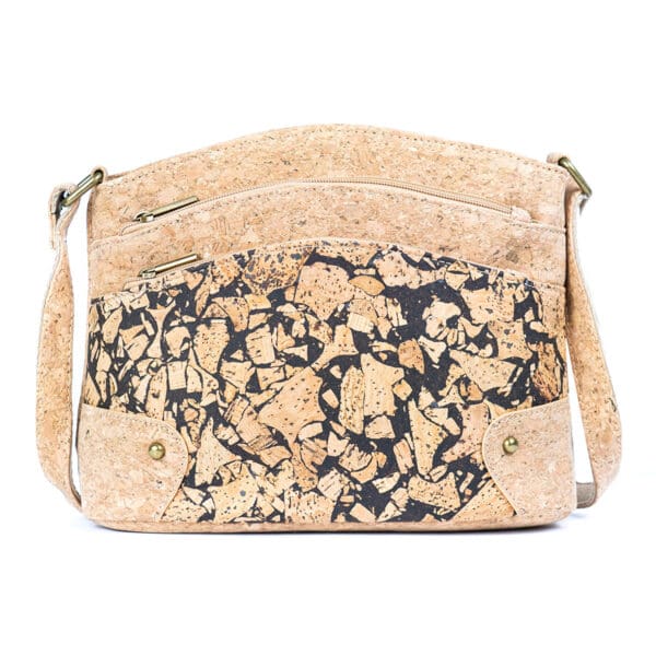Women's Triple-Zip Crossbody Bag – Crafted from Cork and Coffee Grounds