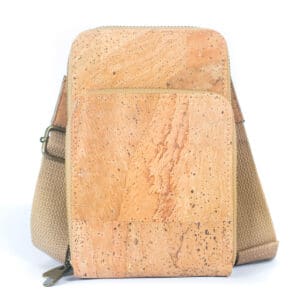 Cork-textured backpack with front pocket.