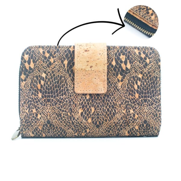 Prenium cork women card zipper vegan wallet