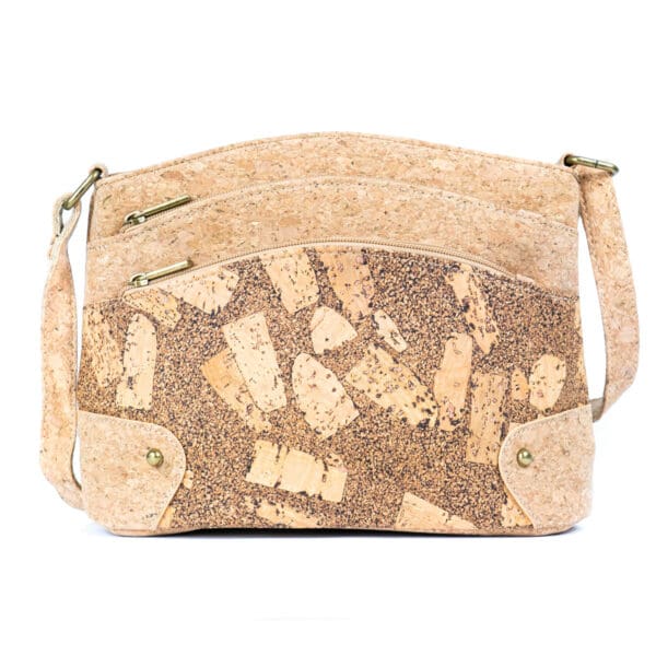 Women's Triple-Zip Crossbody Bag – Crafted from Cork and Coffee Grounds