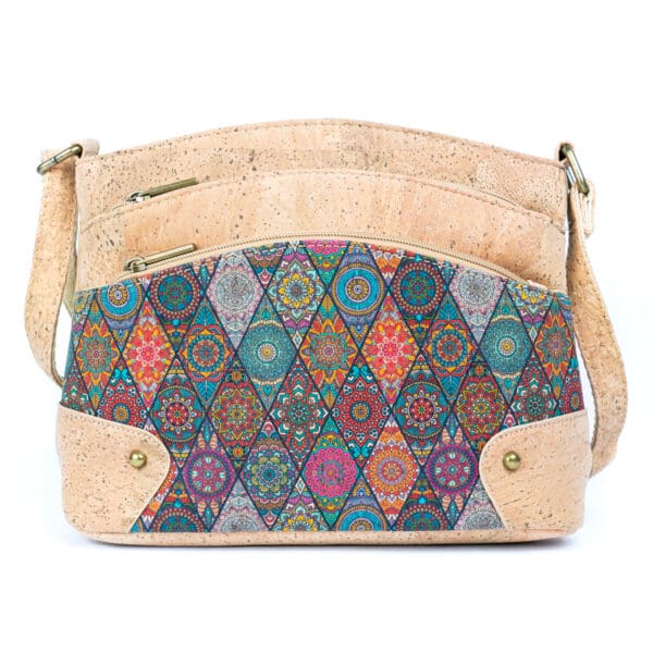 Three-Line Zipper Women's Cork Crossbody Bag