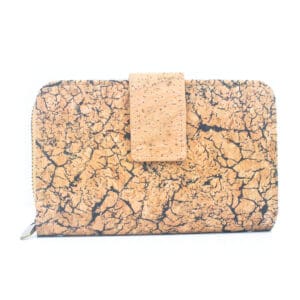 Cork-textured wallet with unique cracked design.