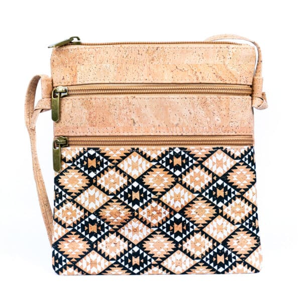 Cork Women's Double Zip Flower print Crossbody Bag