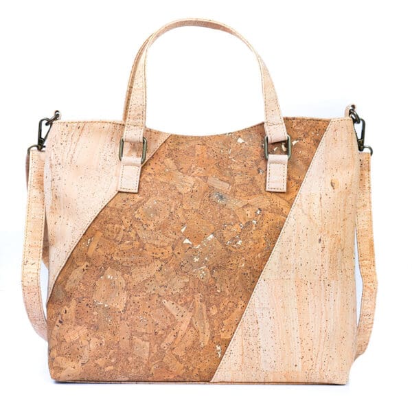 Natural Cork and Tobacco Brown Accent Women's Tote Bag