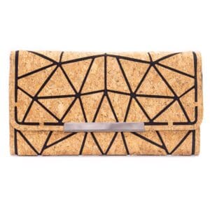 Geometric cork clutch with black lines.