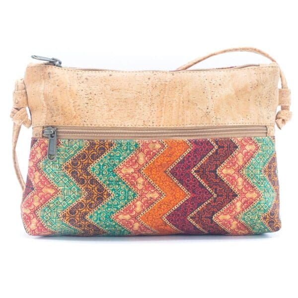 Natural Cork and Printed Design Women's Crossbody Bag