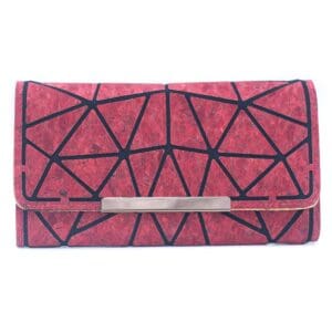 Red geometric pattern clutch purse.