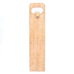 Cork wine bottle holder with handle.
