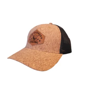 Cork and mesh cap with golf design.