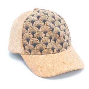 Cork baseball cap with geometric pattern.