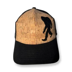 Cork cap with Bigfoot silhouette design.