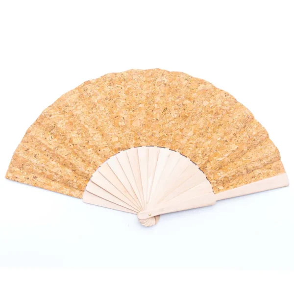 Cork Antique Wooden Folding Hand Fan with Box Accessories