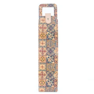 Colorful patterned wine bottle gift bag.