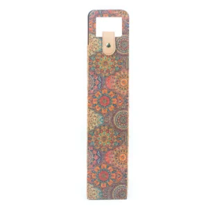 Colorful patterned wine bottle gift bag.