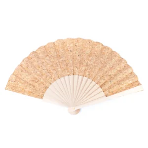 Cork folding fan on white background.