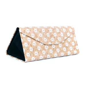 Floral-patterned triangular eyeglasses case.