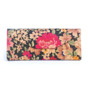 Floral-patterned wallet with colorful flower design.