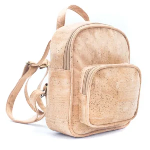 Natural cork backpack with front pocket.